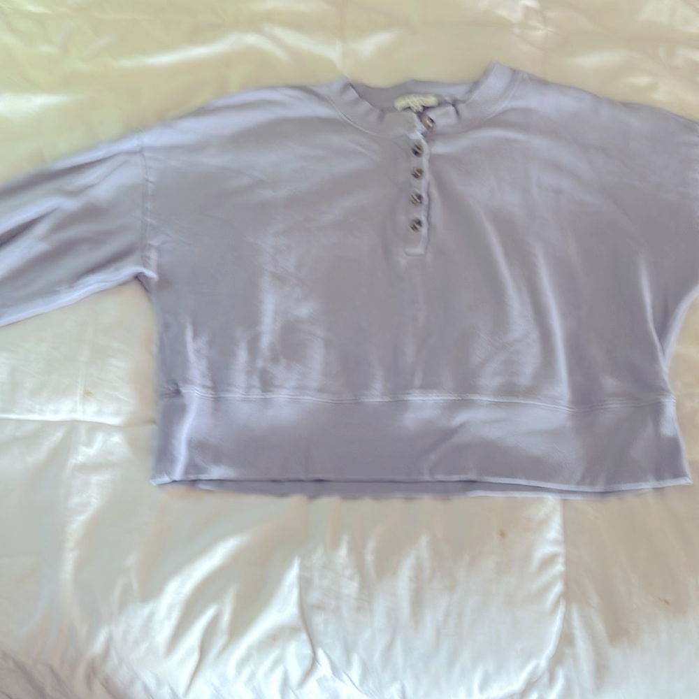 Z-Supply cropped still cozy 1/2 button down sweatshirt.